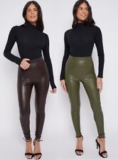 EX M&S Ladies Pull On Faux Leather Leggings Pants Stretch PU Marks Spencer