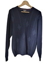 Wolsey Merino Wool Blend Pullover Kitted Jumper Navy Blue Size M