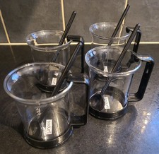 4 x Bodum - Brazil - Coffee Glasses Cups / Mugs & Spoons - Glass - IMMACULATE 