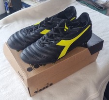 Diadora B-Elite FG (8 UK) Mens Black/Fluo Yellow Football Boots. Excellent Cond
