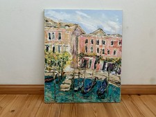 Gondolas in Venice Oil Painting On Canvas Original Abstract Italy Cityscape