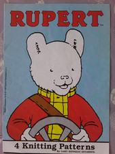 Knitting pattern booklet of 4 Rupert Bear designs for children's/adult jumpers