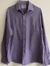 Thomas Pink Slim Fit 100% Cotton Purple Check Shirt 17” Inches 43cm