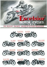 1935 Excelsior motorcycle range poster