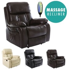 CHESTER HEATED LEATHER MASSAGE RECLINER CHAIR SOFA LOUNGE GAMING HOME ARMCHAIR
