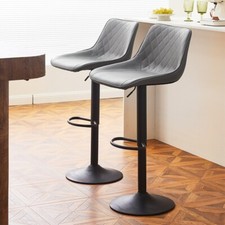 2x Grey Bar Stools Faux