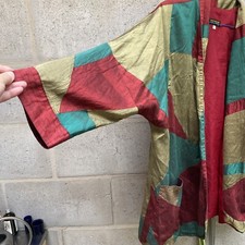Beautiful vintage 100% Thai silk jacket - Kimono Style 48” Bust M Arty Boho Chic