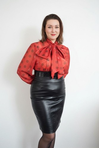Red spotty semi sheer - ,