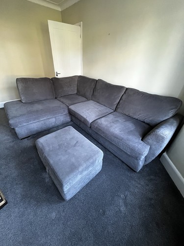 Grey velvet corner - velvet, sofa