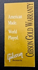 Genuine Gibson (USA) Acoustic Guitar Gold Warranty Card