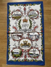 Vintage 1977 Queen’s Silver Jubilee Tea Towel – Royal Landmarks Made in Britain