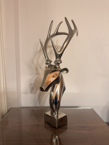 Silver stags head metal - stags,