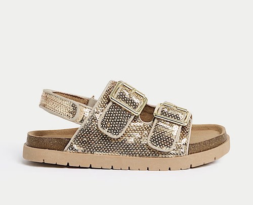 Girls gold sparkly - girls, footbed