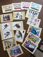 16 x Royal Mail Stamp Cards Postcards. Unused except 1 x first day cover