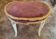 Vintage Antique Kidney Shaped Dressing Table Stool With Decorative Ornate Legs