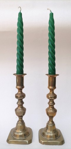 Antique brass candlesticks - brass,