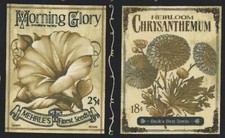 Fabric Picture Panel Chrysanthemum & Glory Seed Packet 9 x 15cm Quilting Block