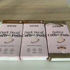 Grind House Dark Blend Decaf 8 X 2 & Baileys Coffee Pods (3 X 10) Imperfect Box