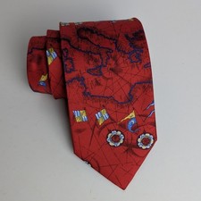 Map Themed Tie, Benjamin James , Red Silk Tie, Gift Idea, Cruise Wear