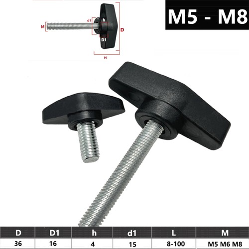 Tee wing knobs thumb screws - thumb, m5