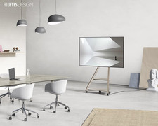 FITUEYES Design Mobile TV Stand on Wheels with 2 Shelfs for 32 43 55 65 Inchs