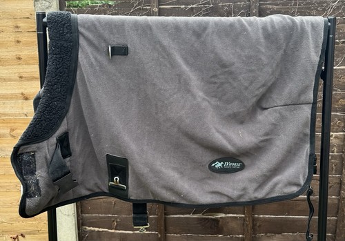Horse fleece rug grey brown - rug,