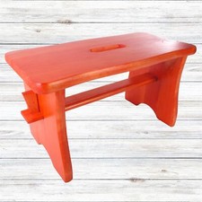 Orange Small Wooden Stool