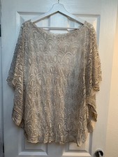 Ladies lovely beige slightly sparkly Italian Top Size large (free size)