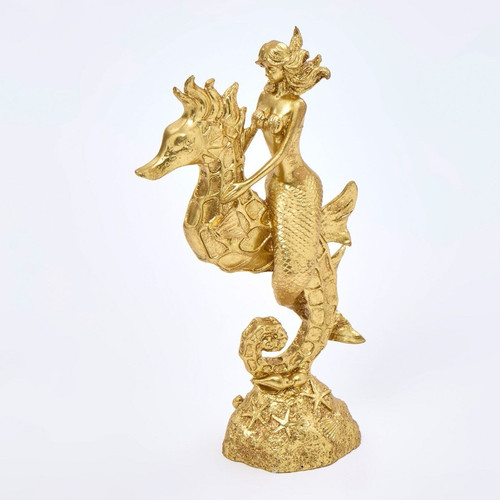 Gold tone mermaid seahorse - tone, &