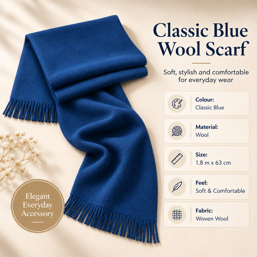 Blue plain scarf wrap shawl - blue,