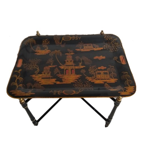 Tole chinoiserie butlers - tole, tray