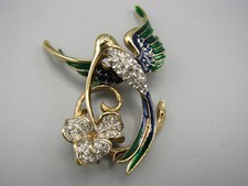 Attwood & Sawyer Hummingbird brooch with swarovski crystals - free p&p