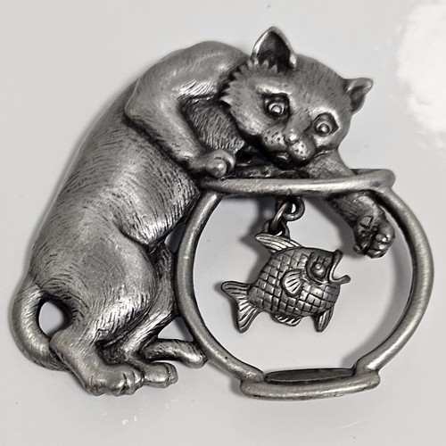 Jonette pewter cat brooch - jonette,