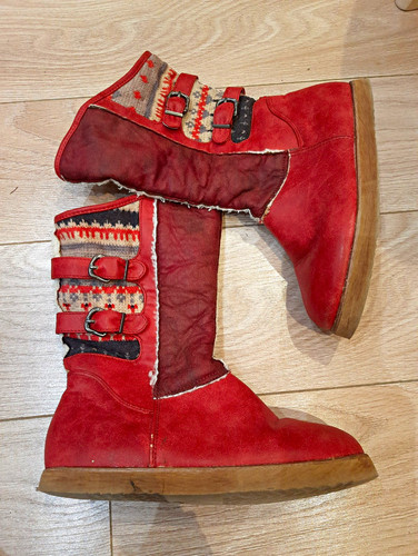 Girls red suede mid calf - red, mid-calf