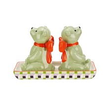 NEW CATH KIDSTON CERAMIC STONEWARE "BEARS" SALT & PEPPER SET WITH TRAY