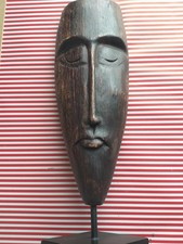 Vintage Hand Carved African Wooden Head Sculptures Tribal Art