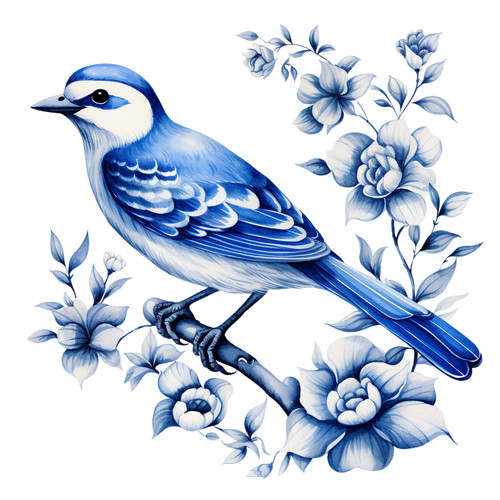 Delft tile stickers 48x blue - stickers,