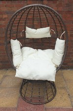 Rattan Swivel Egg Chair with Cushions Ideal For Garden/Conservatory -Comfortable