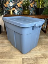 Rubbermaid ROUGHNECK Storage Tote 18 Gallon Blue Plastic Tub Box Container BIG