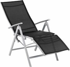 Home Malibu Folding Recliner Garden Chair Black | Outdoor Patio Relaxing Lounger