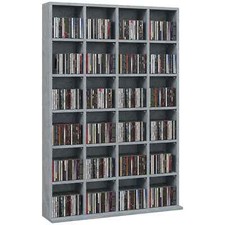 CD Storage Unit with Adjustable Shelves, 89 x 130.5 cm, Cement Grey