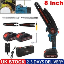 21V Handheld Electric Chainsaw with 2 Battery Mini Cordless Chainsaw Wood Cutter