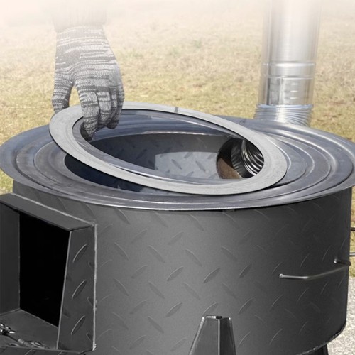 Firewood stove iron ring - iron, wood