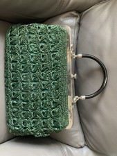 Vinage Green Raffia Handbag