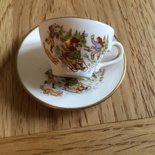 Vintage Miniature Christmas 1979 Cup And Saucer Caverswall Fine China