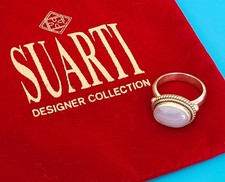 Vintage BA Suarti Blue Lace Agate Boho 925 Sterling Silver Ring  - Approx. Q