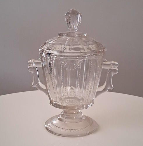 Vintage pressed glass lidded - glass,
