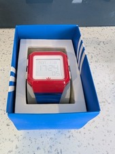 Retro Adidas Original mens LCD digital watch red blue white box ADH9025 working 