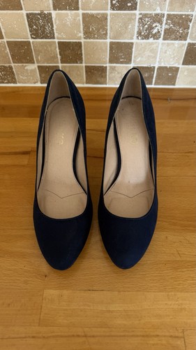 Navy suede court heels - navy, –