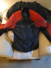 Hein Gericke LARGE Leather Motorcycle Jacket Black And Red Armour